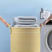 Foldable Striped Laundry Basket – Collapsible Storage Organizer (1 Pack)