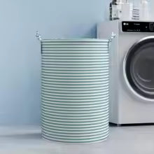 Foldable Striped Laundry Basket – Collapsible Storage Organizer (1 Pack)