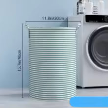 Foldable Striped Laundry Basket – Collapsible Storage Organizer (1 Pack)