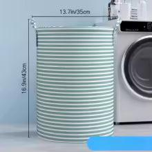 Foldable Striped Laundry Basket – Collapsible Storage Organizer (1 Pack)