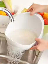 Colander Drain Basket with Handle — Fruit, Rice & Vegetable Washer | Kitchen Organizer