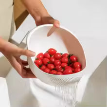 Colander Drain Basket with Handle — Fruit, Rice & Vegetable Washer | Kitchen Organizer