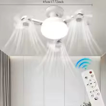 Drone-Style Silent Ceiling Fan Light — Remote Dimmable 3-Color LED | E27 Base | Living Room & Bedroom