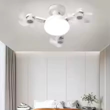 Drone-Style Silent Ceiling Fan Light — Remote Dimmable 3-Color LED | E27 Base | Living Room & Bedroom