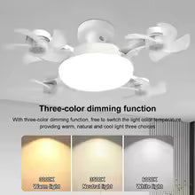Drone-Style Silent Ceiling Fan Light — Remote Dimmable 3-Color LED | E27 Base | Living Room & Bedroom