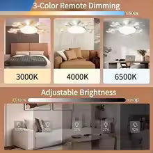 Drone-Style Silent Ceiling Fan Light — Remote Dimmable 3-Color LED | E27 Base | Living Room & Bedroom