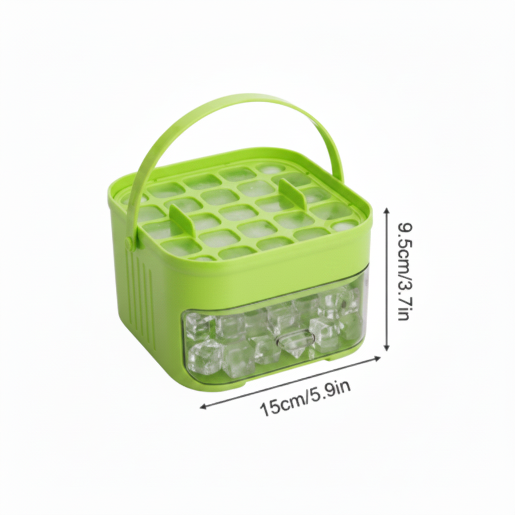 Easy Press Double Layer Ice Cube Maker with Storage Box