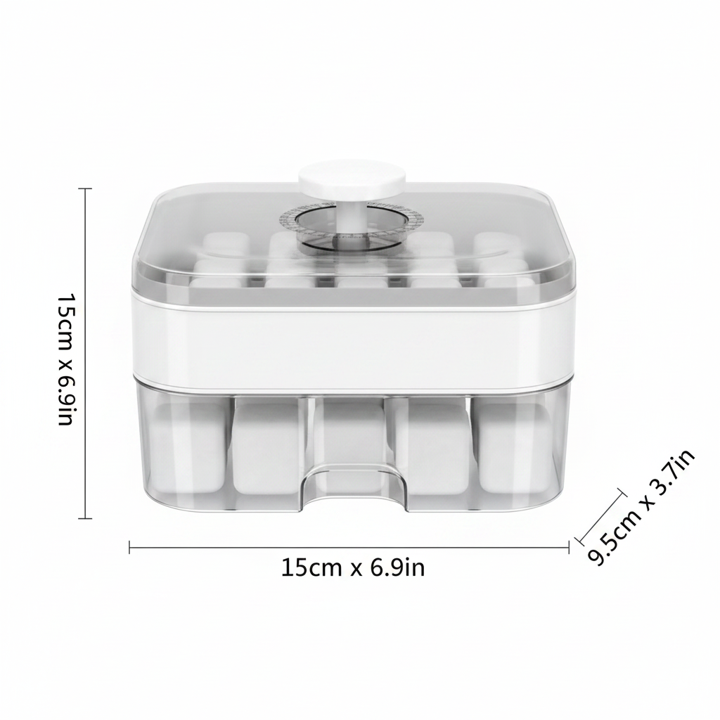 Easy Press Double Layer Ice Cube Maker with Storage Box