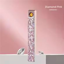 Diamond-Studded Slim USB Rechargeable Lighter for Women – Tungsten Electric