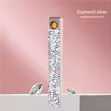 Diamond-Studded Slim USB Rechargeable Lighter for Women – Tungsten Electric