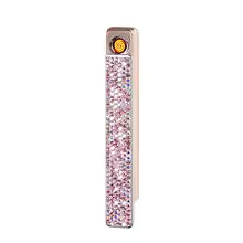 Diamond-Studded Slim USB Rechargeable Lighter for Women – Tungsten Electric