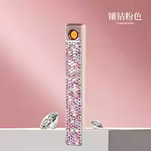 Diamond-Studded Slim USB Rechargeable Lighter for Women – Tungsten Electric